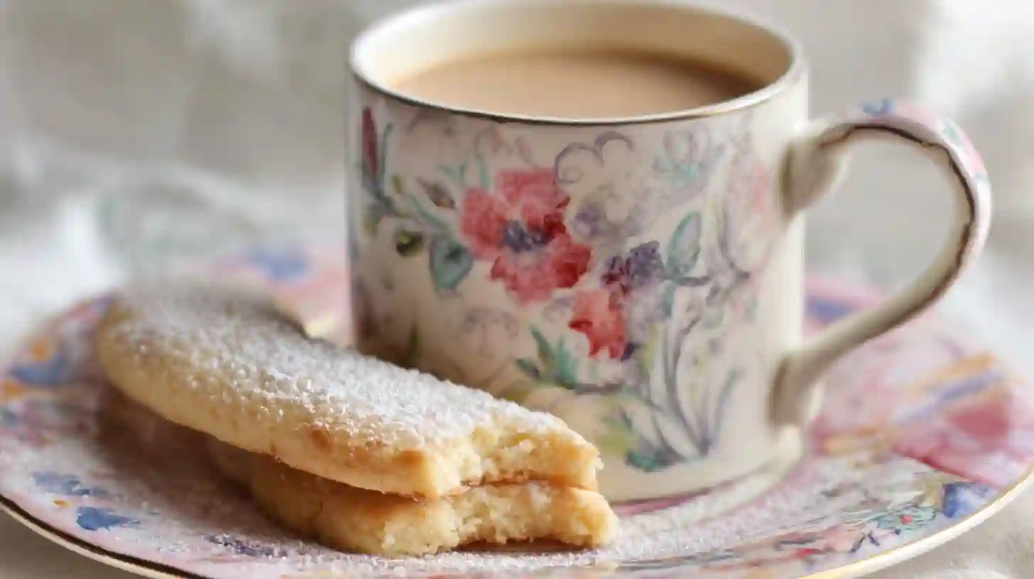 Sponge fingers gluten free served with a cup of tea, perfect for dipping and enjoying
