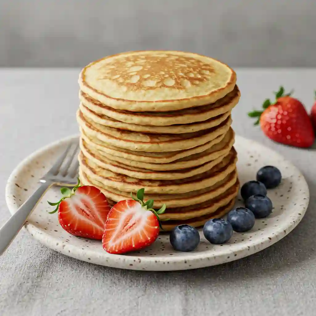 Smooth and creamy batter for gluten free pancakes in a glass bowl, ready to be cooked.