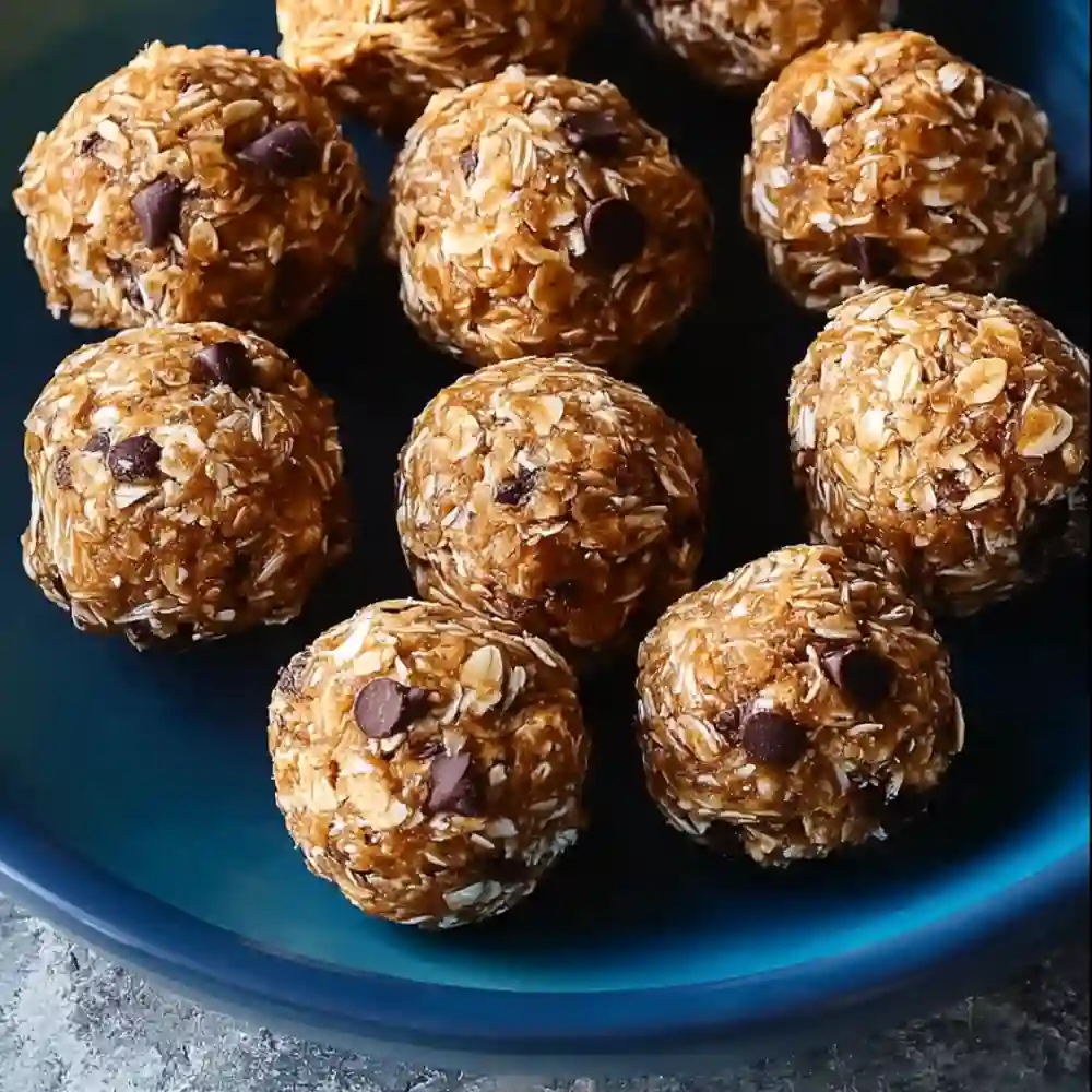 Assortment of different flavored no-bake protein balls displayed with core ingredients like oats and nut butter for a healthy snack guide.

