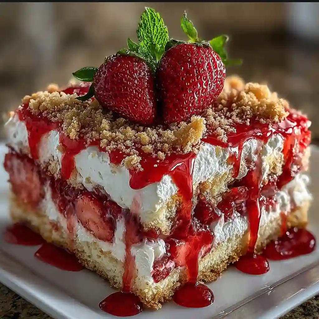 Close up of strawberry crunch topping made from Golden Oreos and freeze-dried strawberries.
