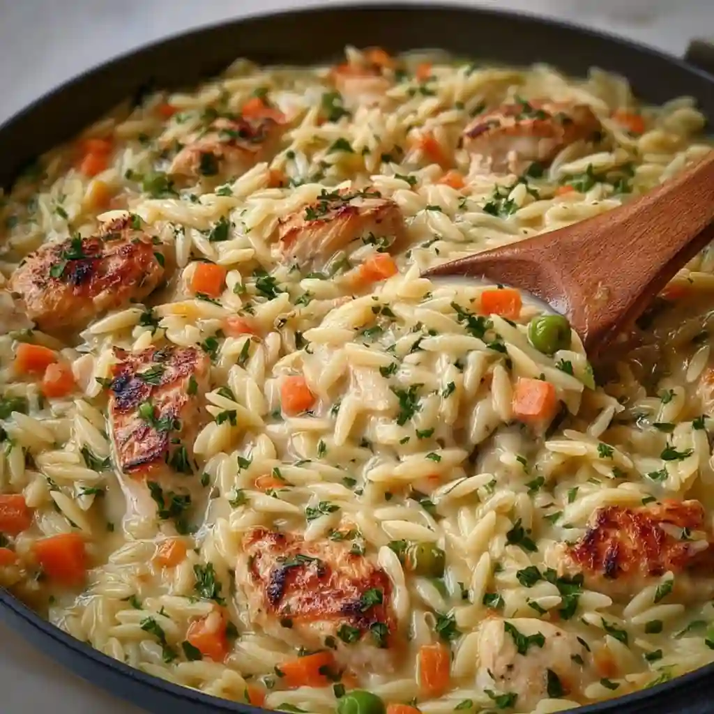  Sautéing chicken and vegetables in a Dutch oven.
