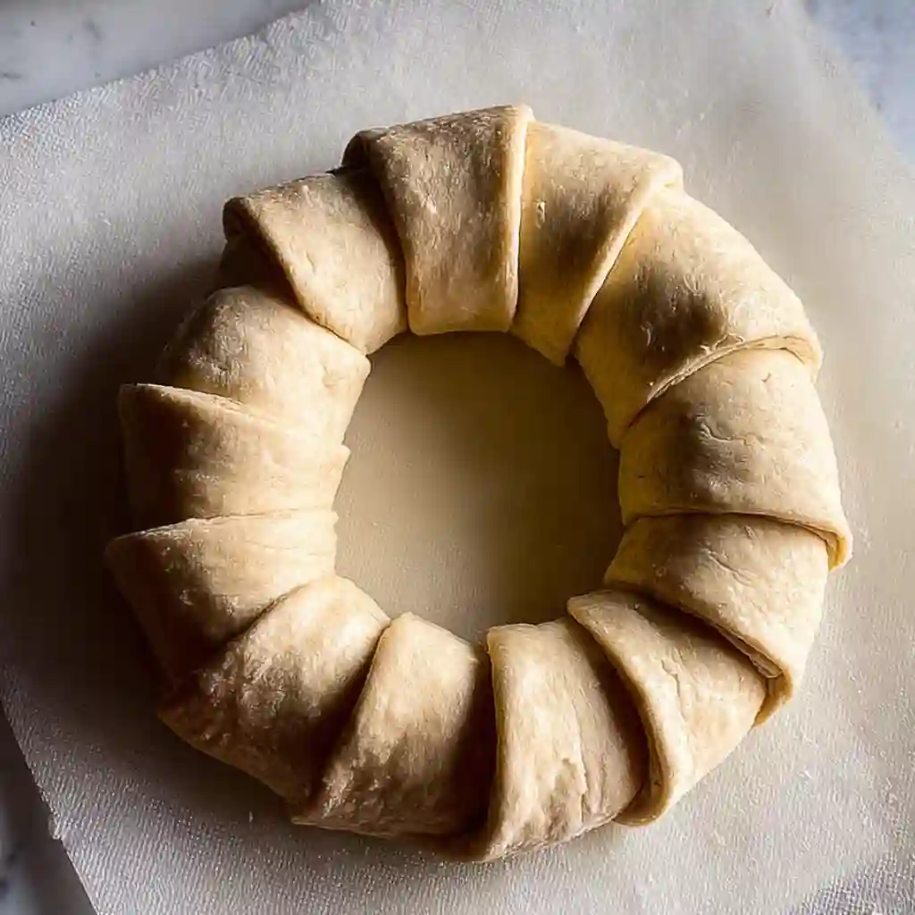 Fresh ingredients for Crescent Roll Sheet Recipes including brie cheese and pistachios
