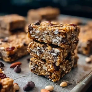 Healthy no bake granola bars made with oats, nuts, and honey