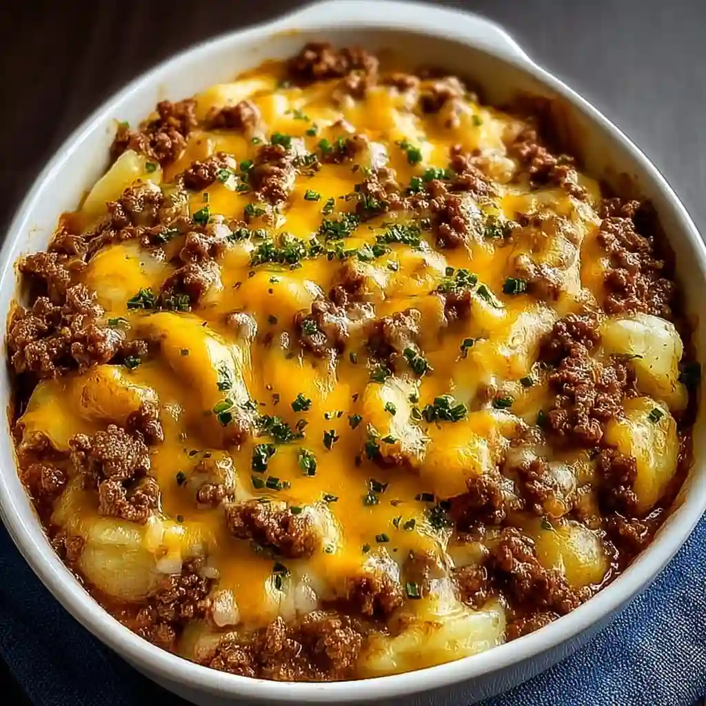 Lean ground beef cooking in a skillet with onions and garlic.