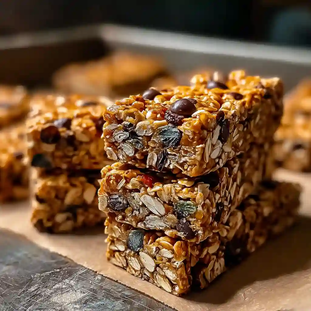 Healthy no bake granola bars made with oats, nuts, and honey