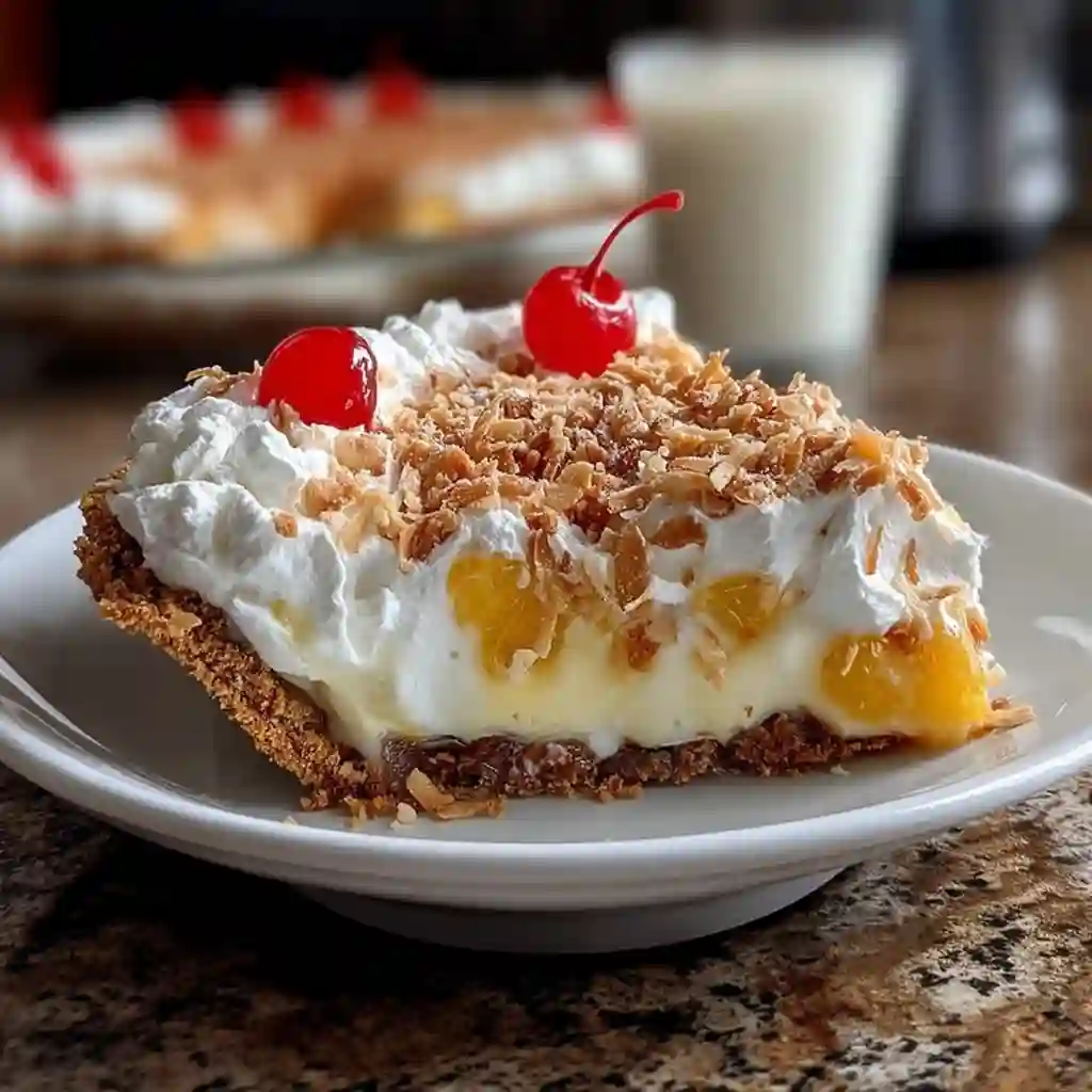 Ingredients for Million Dollar Pie including condensed milk, pineapple, and pecans.
