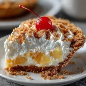 A whole Million Dollar Pie topped with toasted coconut, pecans, and cherries.