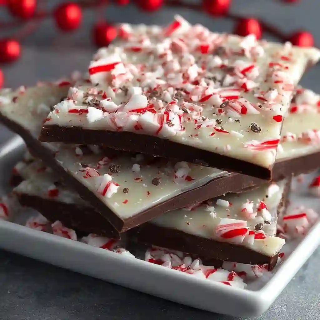 Spreading melted white chocolate over a dark chocolate base for Peppermint Bark.
